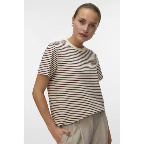 AWARE gestreepte T-shirt donkerbruin afbeelding