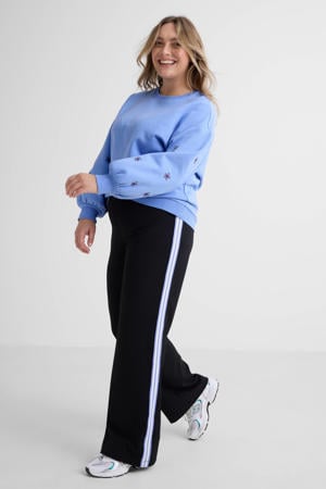 straight fit broek met tape detail zwart