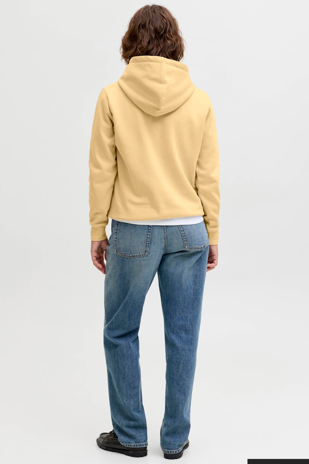Gele dames JJXX hoodie van katoen met effen, lange mouwen en capuchon