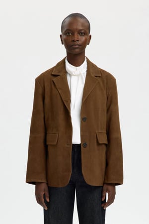 suède oversized blazer bruin
