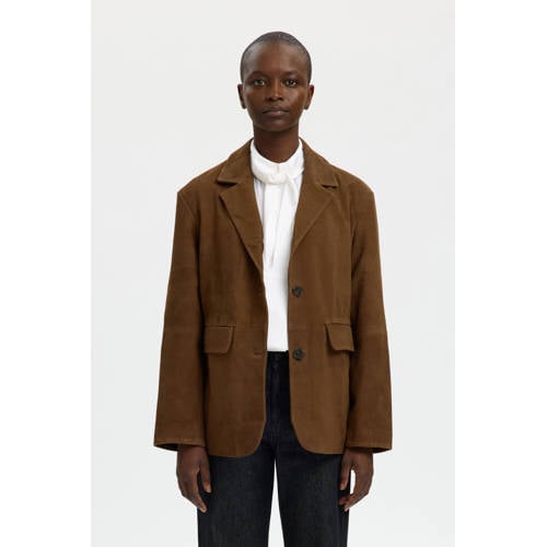 SELECTED FEMME suede regular blazer bruin afbeelding