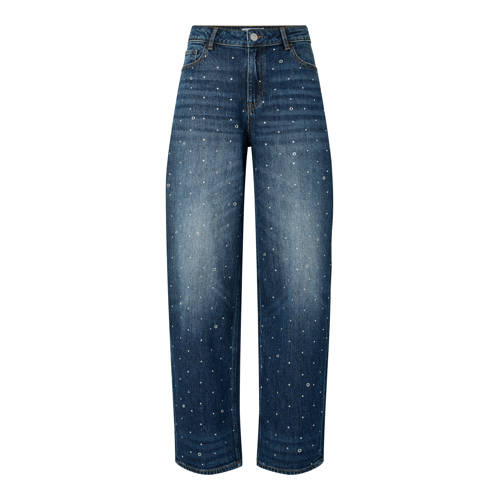 PIECES barrel jeans dark blue denim afbeelding
