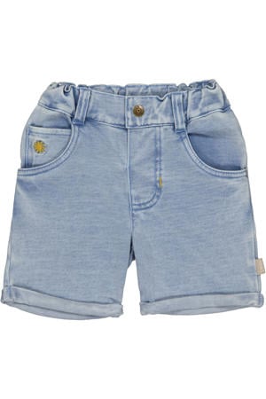 regular waist short light blue denim