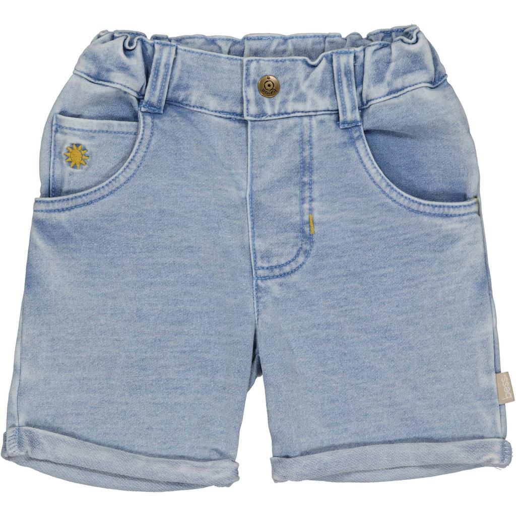 Light blue denim jongens BESS regular waist short van jog denim met drukknoopsluiting en effen