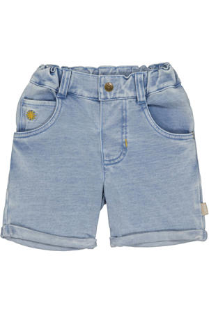 regular waist short light blue denim