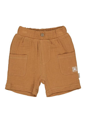 regular waist casual short bruin met textuur