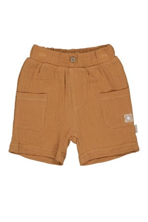 regular waist casual short bruin met textuur