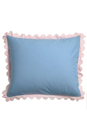 katoenen kussensloop lichtblauw - scalloped edge (60x70 cm)