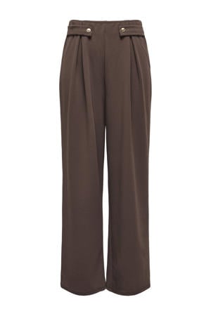 wide leg regular waist casual broek bruin