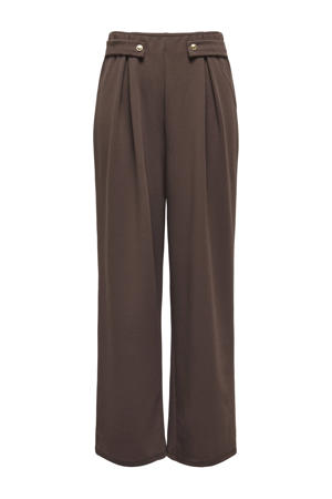 wide leg regular waist casual broek bruin