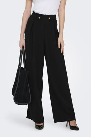 wide leg regular waist casual broek zwart