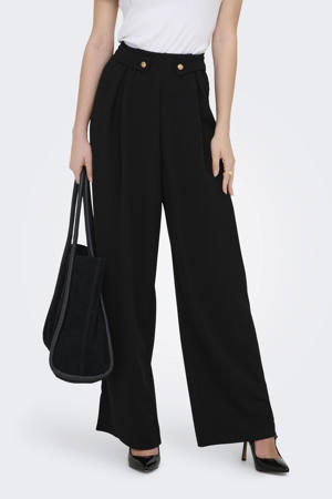 wide leg regular waist casual broek zwart