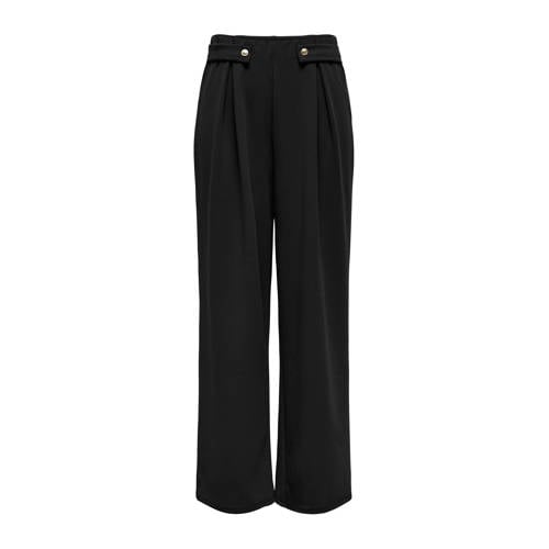 ONLY wide leg regular waist casual broek zwart afbeelding
