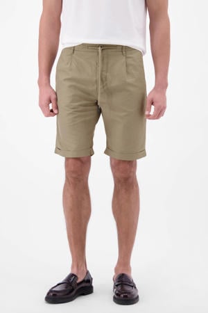 regular chino short met linnen beige