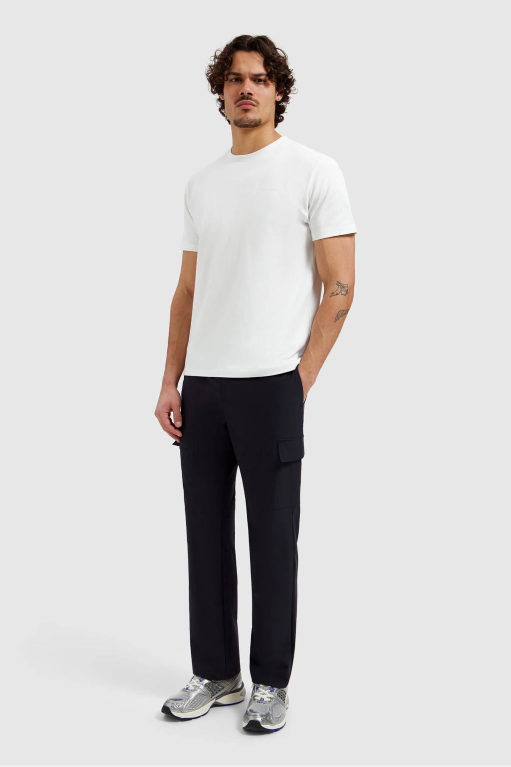 Ecru heren Pure Path regular T-shirt van katoen met backprint, korte mouwen en ronde hals