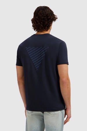 regular T-shirt met backprint donkerblauw