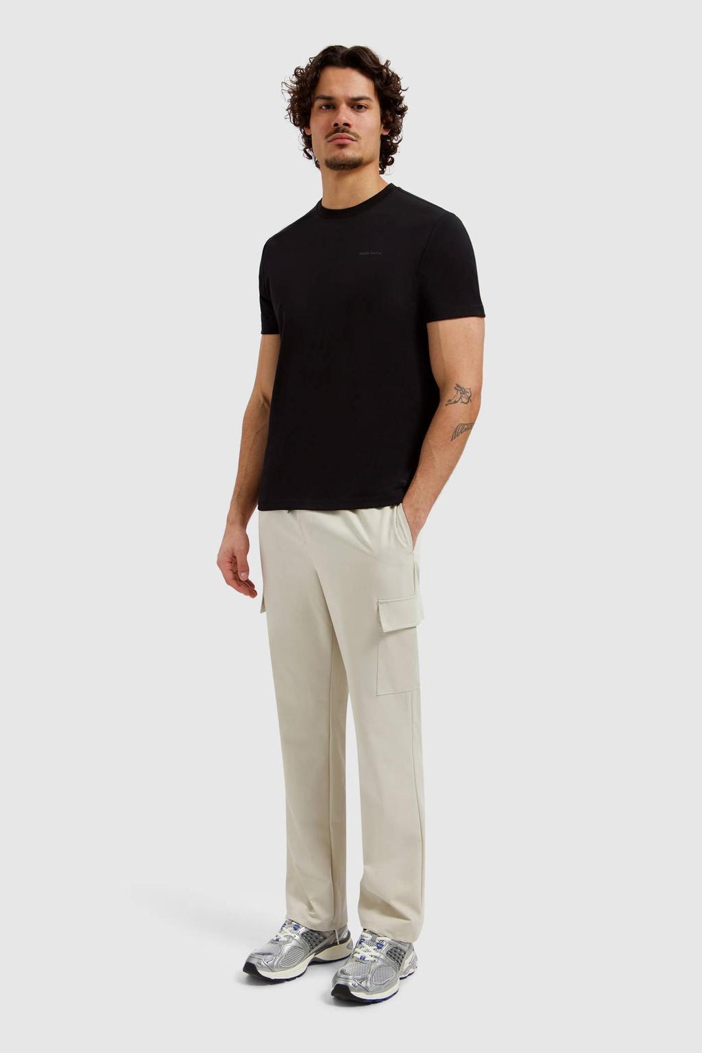 Zwarte heren Pure Path regular T-shirt van katoen met backprint, korte mouwen en ronde hals