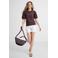 Anytime T-shirt met pofmouwen donkerbruin