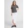 Anytime T-shirt met pofmouwen gestreept zwart/beige