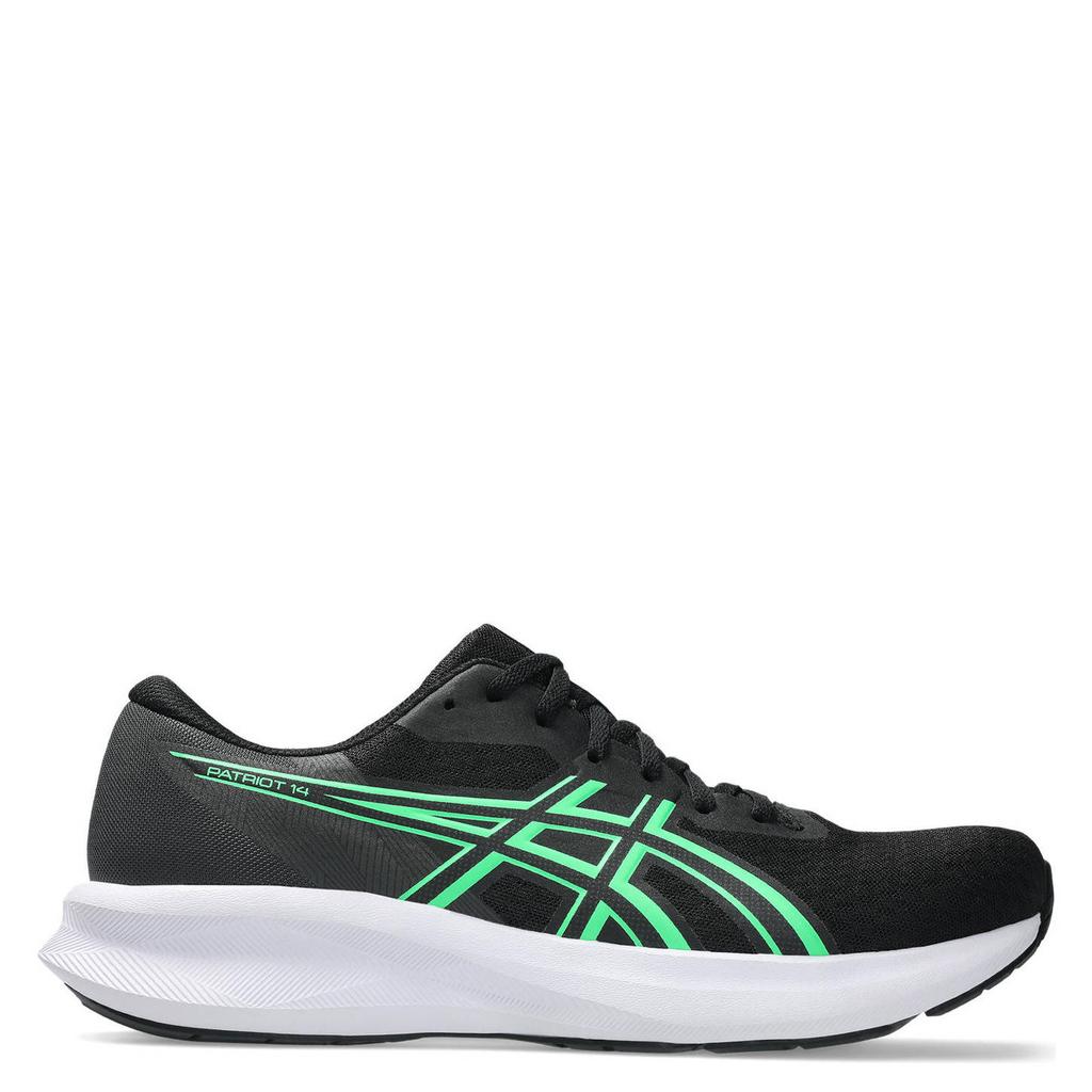 Zwarte heren ASICS Patriot 14 hardloopschoenen van mesh/voering: mesh/voetbed: eva met veters