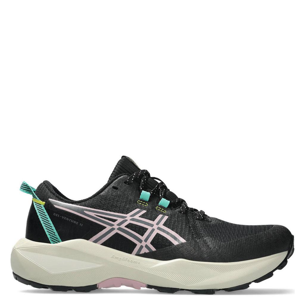Zwart en aqua dames ASICS Gel-Venture 11 hardloopschoenen van mesh-pu/voering: mesh/voetbed: eva met veters