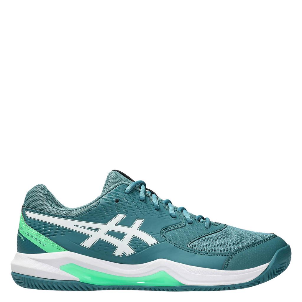 Groen en witte heren ASICS Gel-Dedicate 8 padelschoenen van mesh-pu/voering: mesh/voetbed: eva met veters