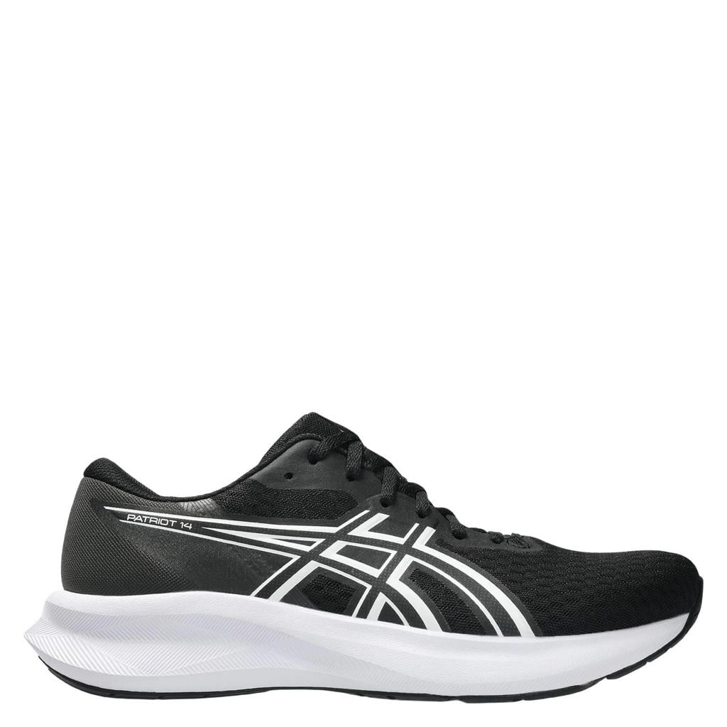 Zwart en witte heren ASICS Patriot 14 hardloopschoenen van mesh/voering: mesh/voetbed: eva met veters