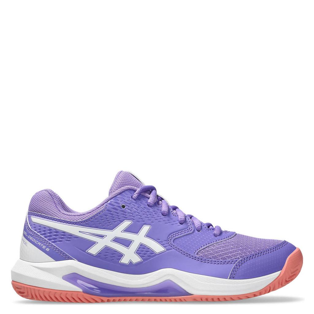 Paars en witte dames ASICS Gel-Dedicate 8 padel padelschoenen van imitatieleer/voering: mesh/voetbed: eva met veters