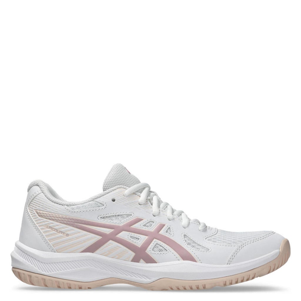 Wit en oudroze dames ASICS Upcourt 6 zaalsportschoenen van mesh-pu/voering: mesh/ovetbed: eva met veters