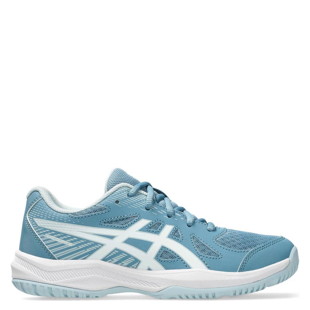 Blauw en witte jongens en meisjes ASICS Upcourt 6 zaalsportschoenen van mesh-pu/voering: mesh/voetbed: eva met veters