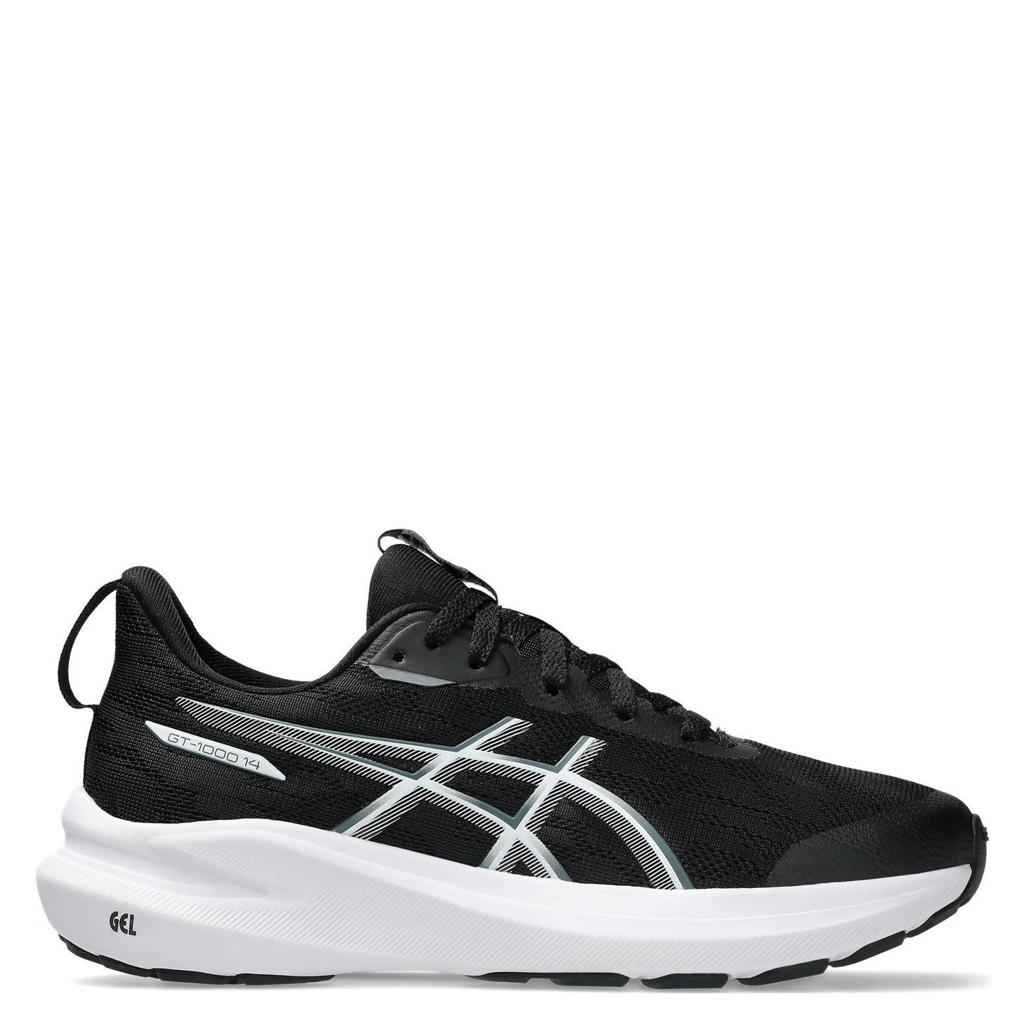 Zwarte jongens en meisjes ASICS GT-1000 14 hardloopschoenen van mesh-pu/voering: mesh/voetbed: eva met veters