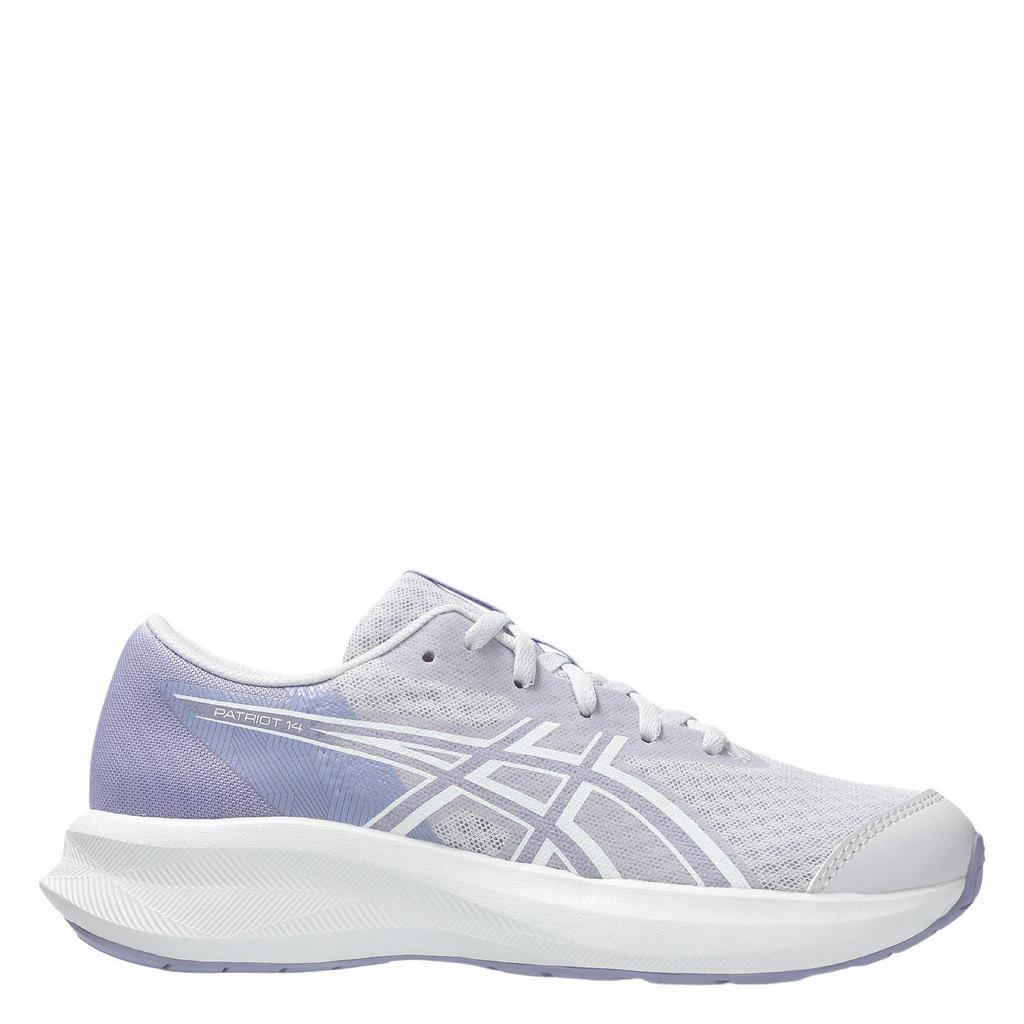 Lila en witte jongens en meisjes ASICS Patriot 14 hardloopschoenen van mesh-pu/voering: mesh/voetbed: eva met veters