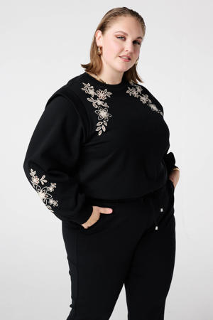 sweater zwart broderie