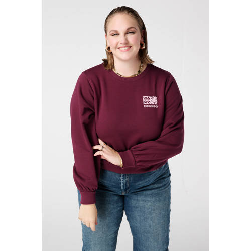 MS Mode sweater met backprint donkerrood afbeelding
