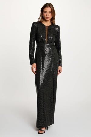 maxi jurk met glitter zwart