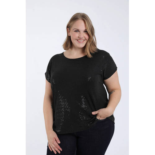 Paprika glitter top zwart met glitter afbeelding