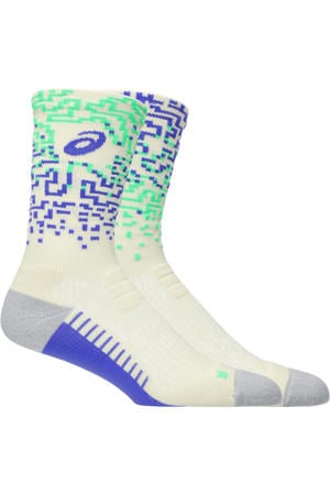 hardloopsokken Crew ecru/blauw