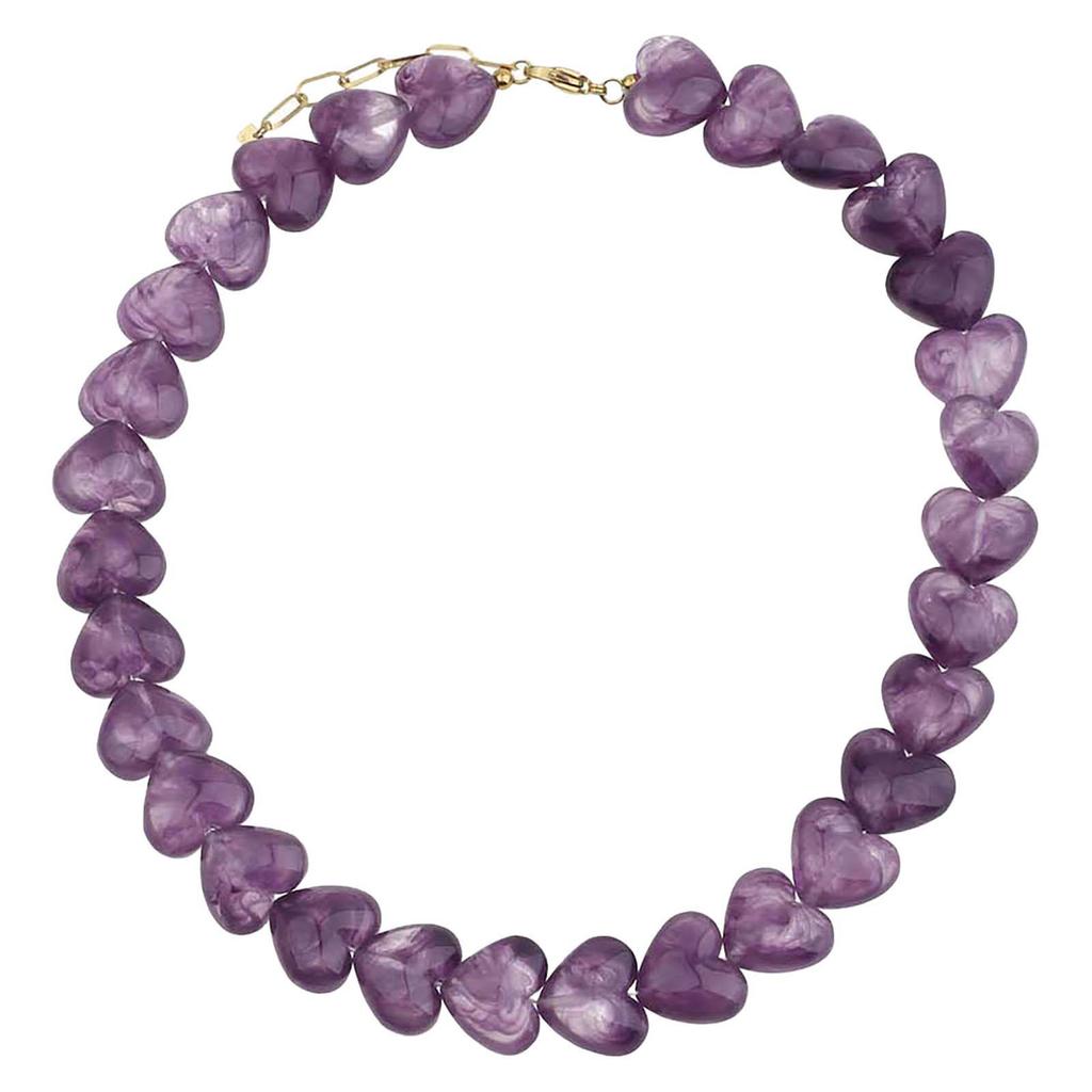 By Jam Gioielli gold plated ketting BJ18560 met kralen paars