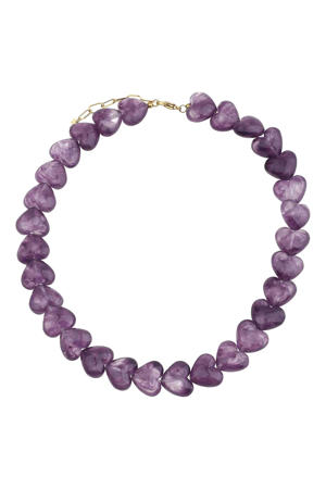 gold plated ketting BJ18560 met kralen paars