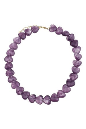 gold plated ketting BJ18560 met kralen paars