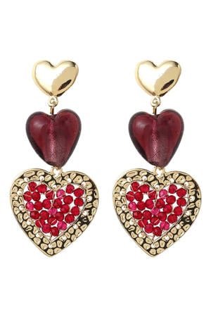 oorbellen CS24251 goudkleurig/donkerrood