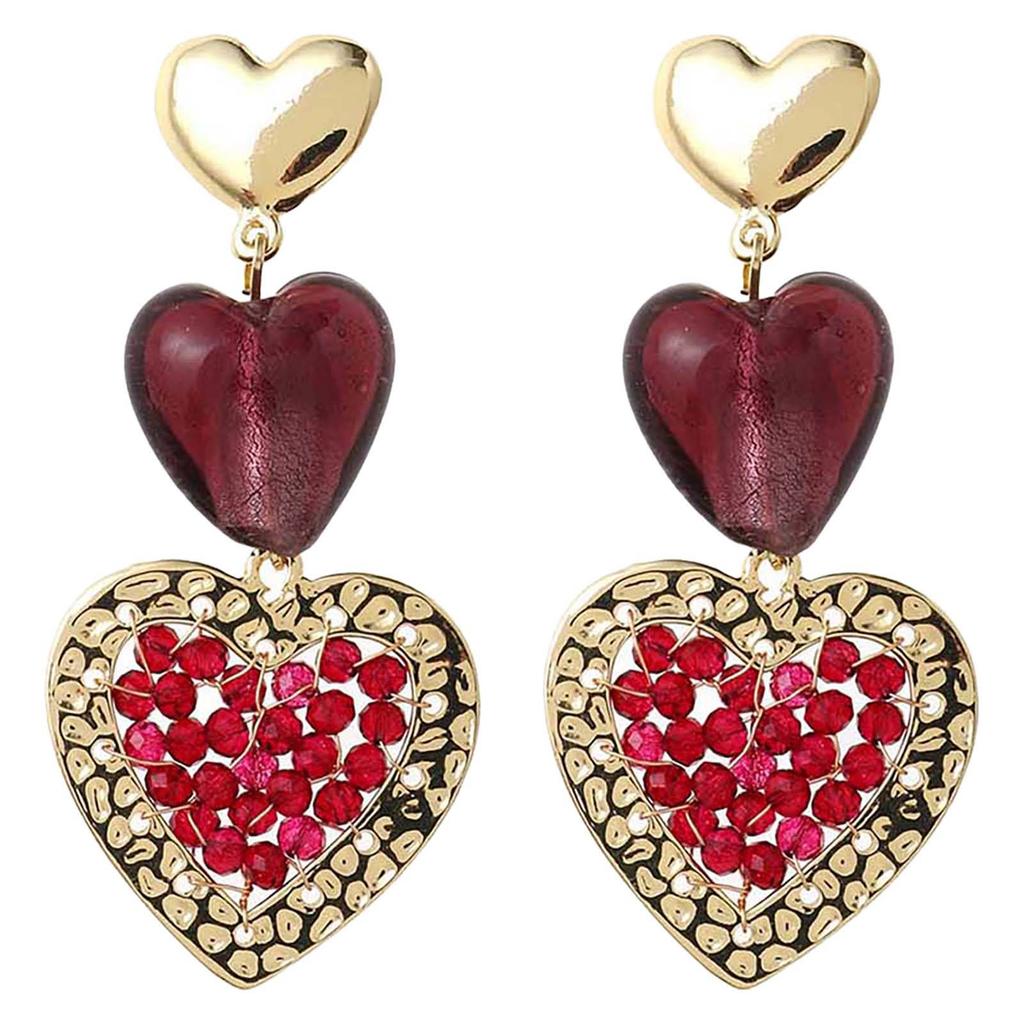 Candy Sweet Jewellery oorbellen CS24251 goudkleurig/donkerrood