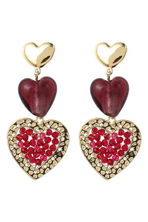 oorbellen CS24251 goudkleurig/donkerrood