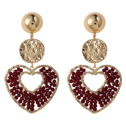 Candy Sweet Jewellery oorbellen CS24254 goudkleurig/donkerrood afbeelding