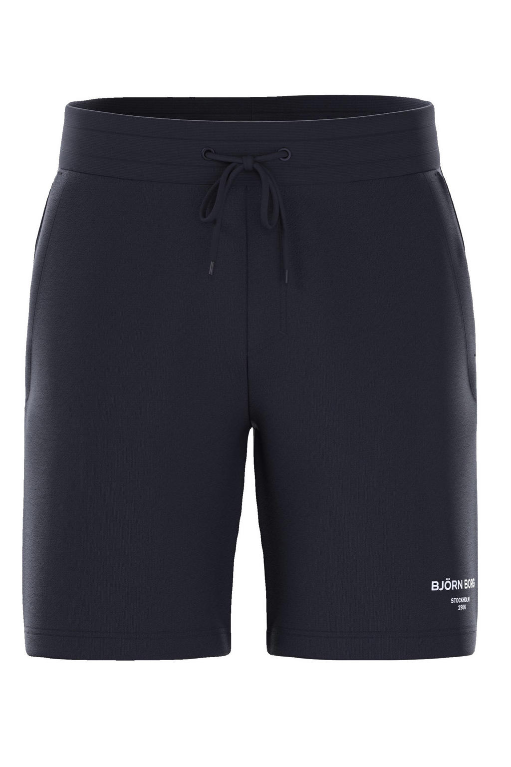 Blauwe heren Björn Borg sweatshort van katoen met regular fit, elastische tailleband met koord en effen