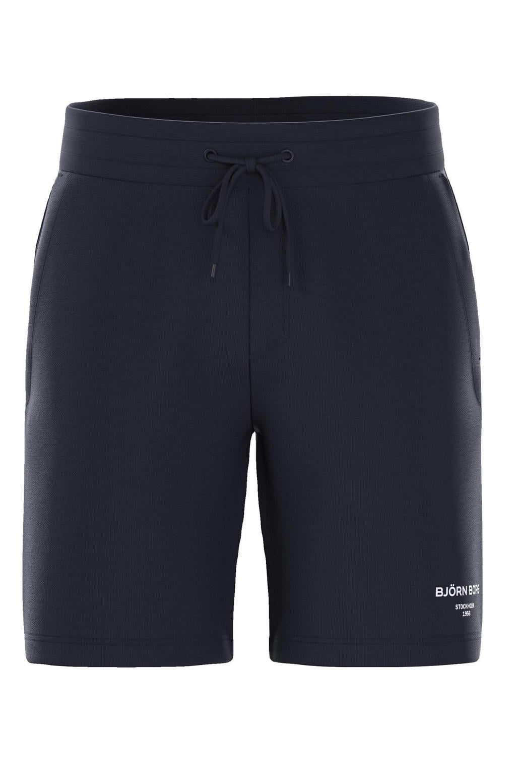Blauwe heren Björn Borg sweatshort van katoen met regular fit, elastische tailleband met koord en effen