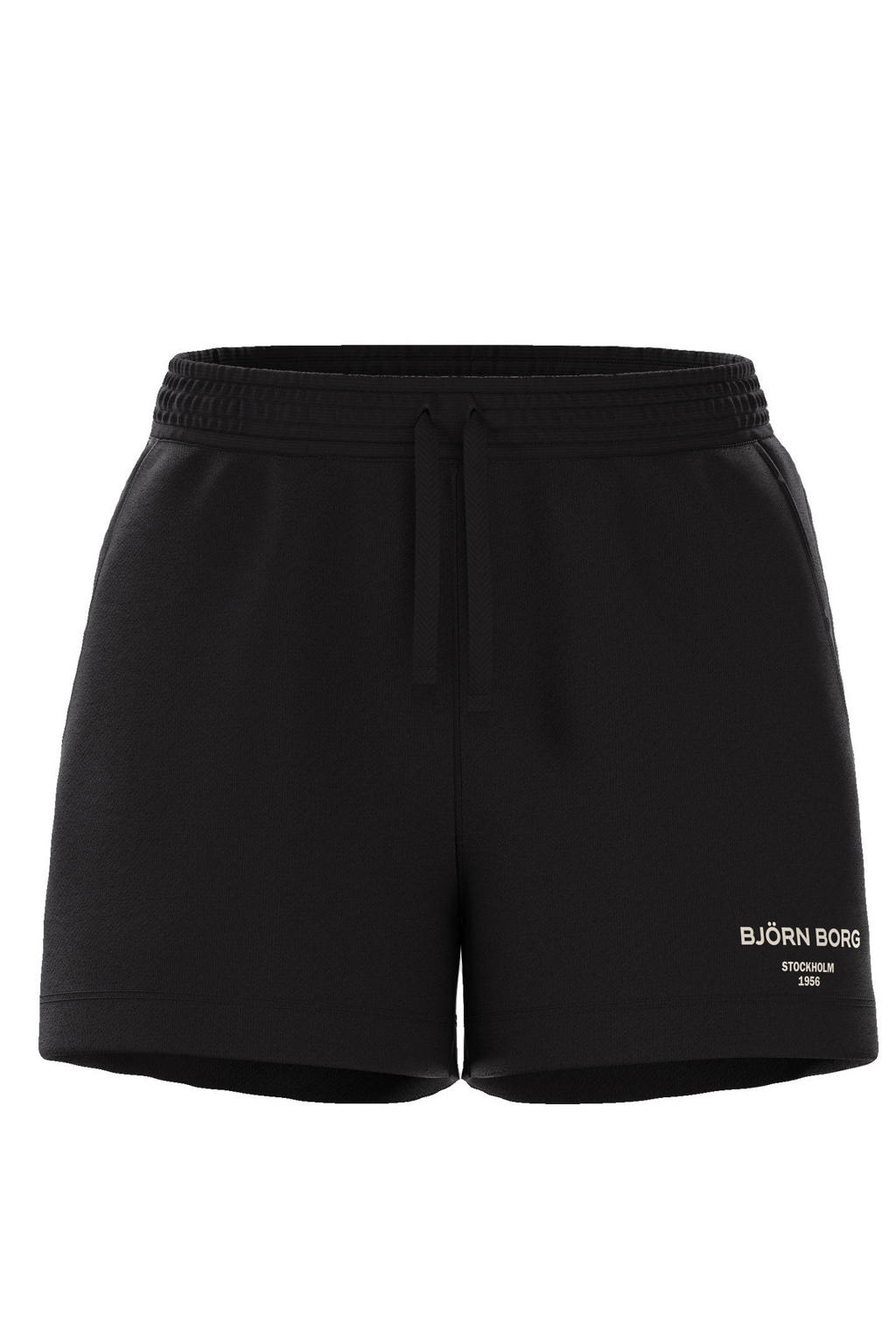 Zwarte dames Björn Borg sweatshort met loose fit, regular waist, elastische tailleband met koord en effen
