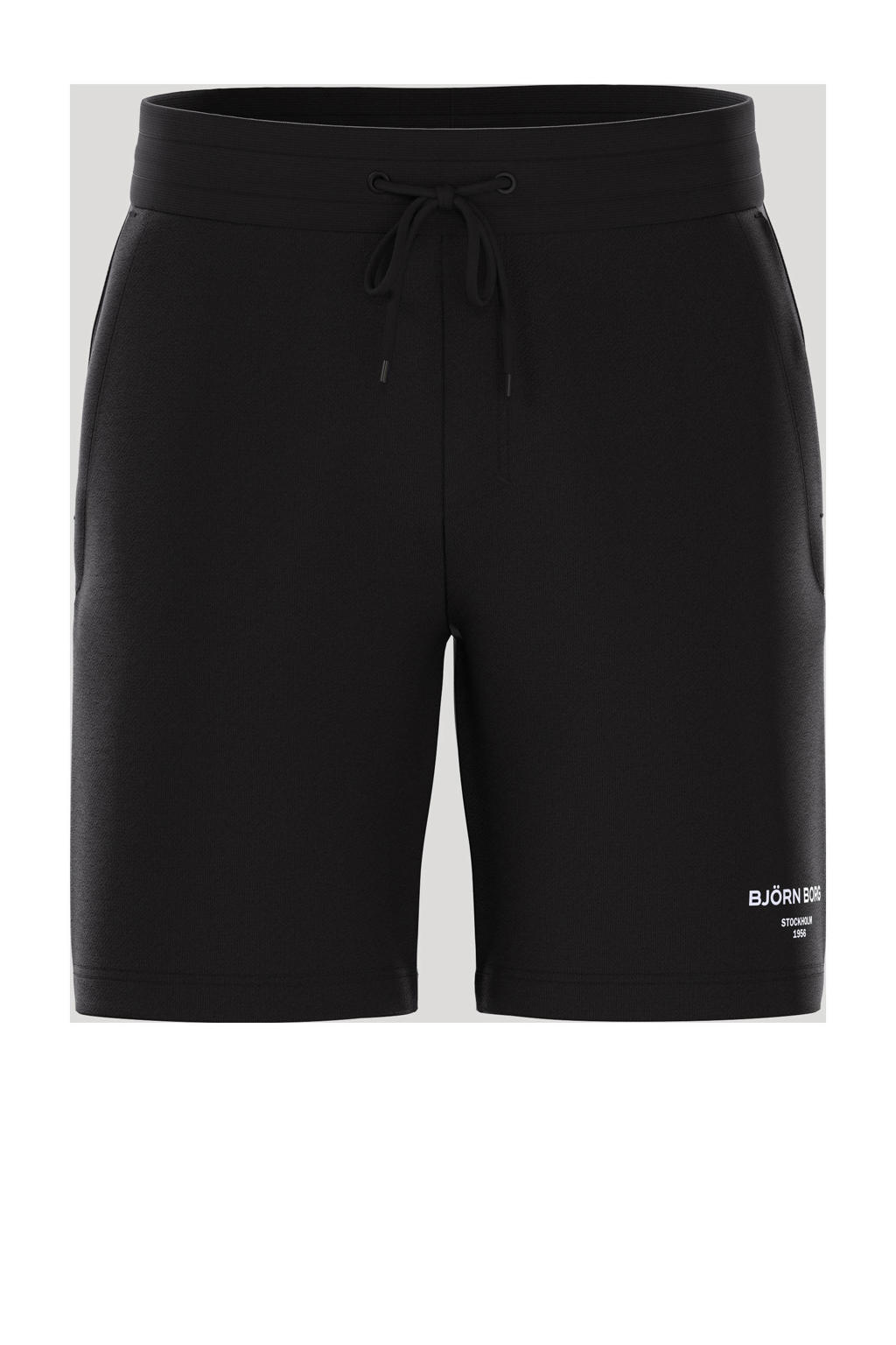 Zwarte heren Björn Borg sweatshort van katoen met regular fit, elastische tailleband met koord en effen