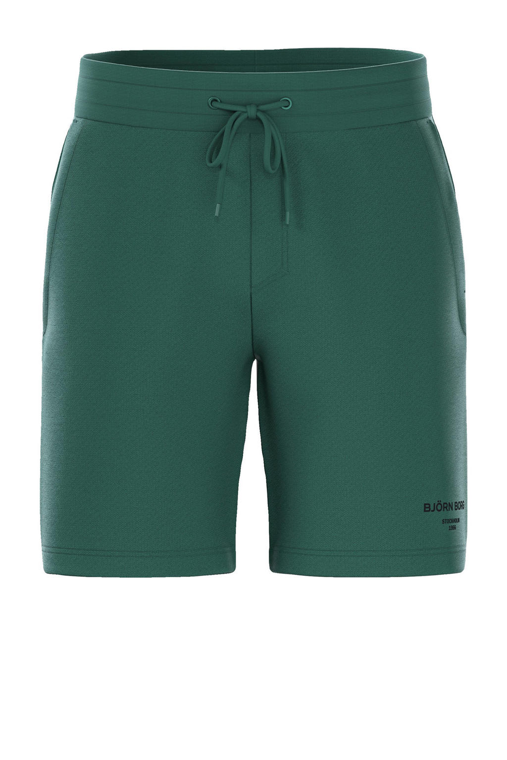 Groene heren Björn Borg sweatshort van katoen met effen en elastische tailleband met koord