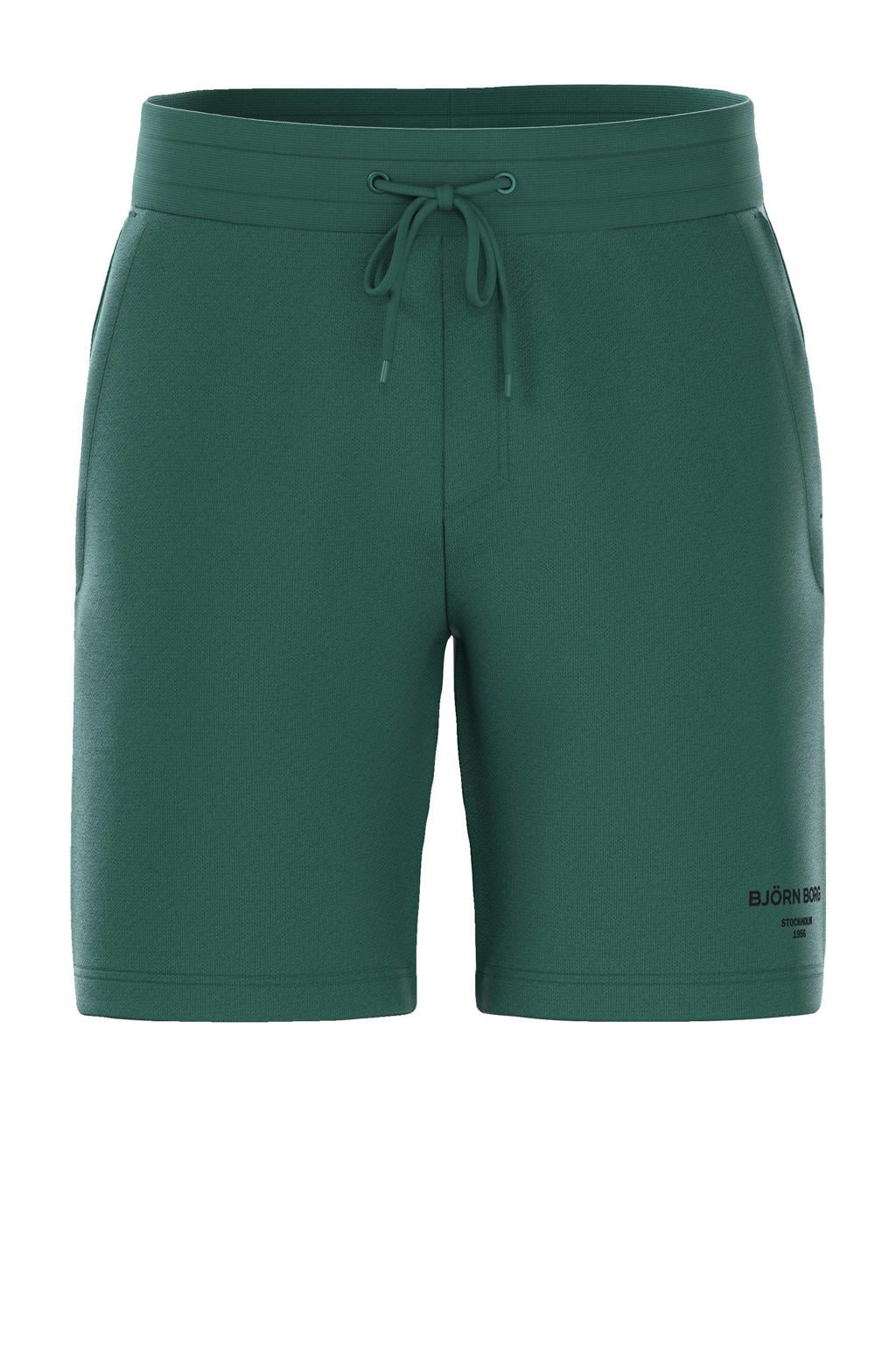 Groene heren Björn Borg sweatshort van katoen met effen en elastische tailleband met koord
